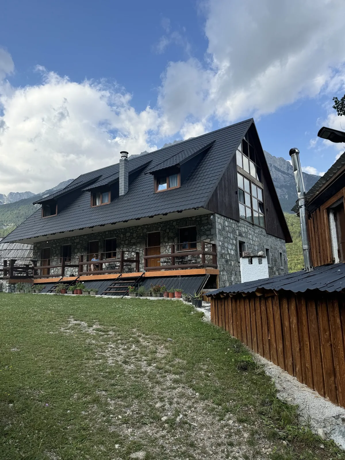 The guest house below the peaks